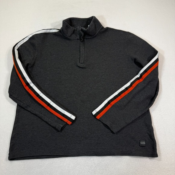 Calvin Klein Sweater Men L‎ Black Liquid Touch Long Sleeve 1/4 Zip Pullover - Picture 1 of 9